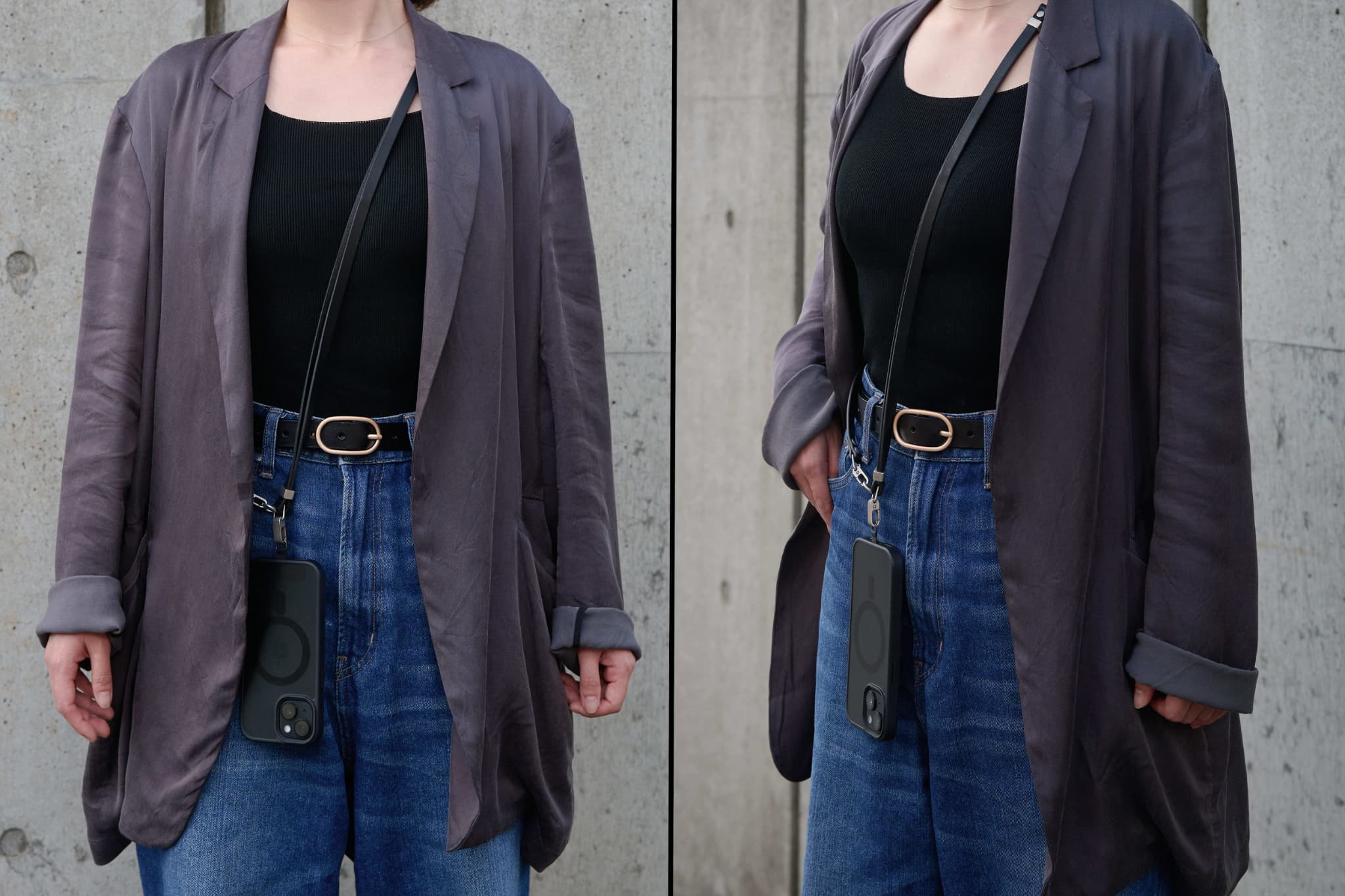 スマホにもカメラにも使える2WAY ストラップ「Leather Long Strap」