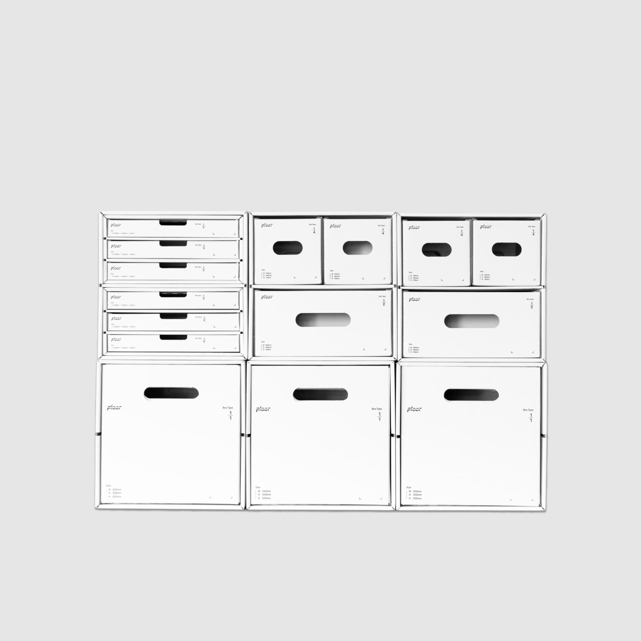 段ボールから組み立てる自分だけの収納システム「FLOORBOX」