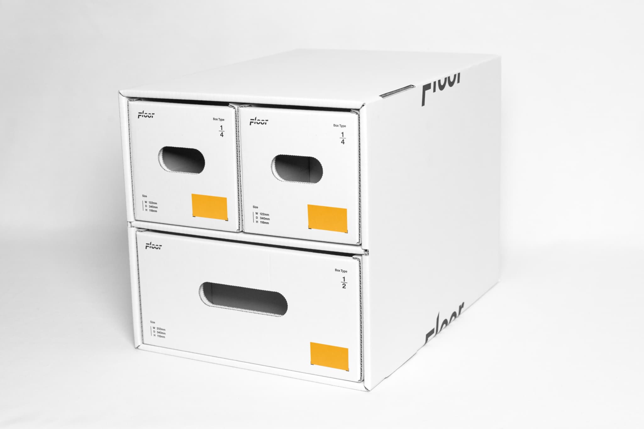 段ボールから組み立てる自分だけの収納システム「FLOORBOX」